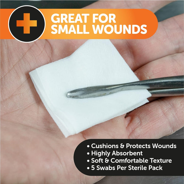 Premium Sterile Gauze Swabs 5Cm X 5Cm - Pack of 100