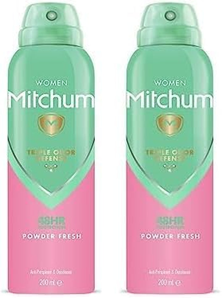 Women Triple Odor Defense 48HR Protection Deodorant Spray & Antiperspirant (200Ml), Powder Fresh