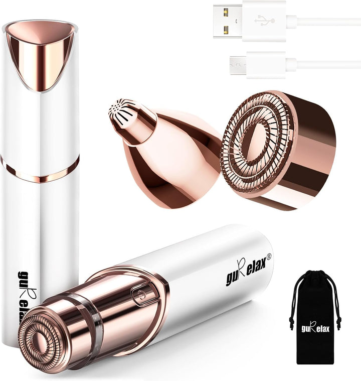 Facial Hair Remover for Women,Hair Removal Device Rechargeable,Epilator for Women for Face Included 2 X Replacement Heads,Painless Lady Shavers,For Lip,Mustache, Chin