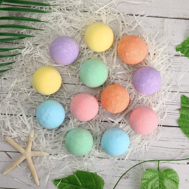 Bath Bombs Gift Set,  Natural Vegan Spa 12 Fizzy Bubble Bath Bomb Kit with Different Organic Essential Oils，Birthday Gift Idea for Her, Women, Men, Kids and Teen Girls