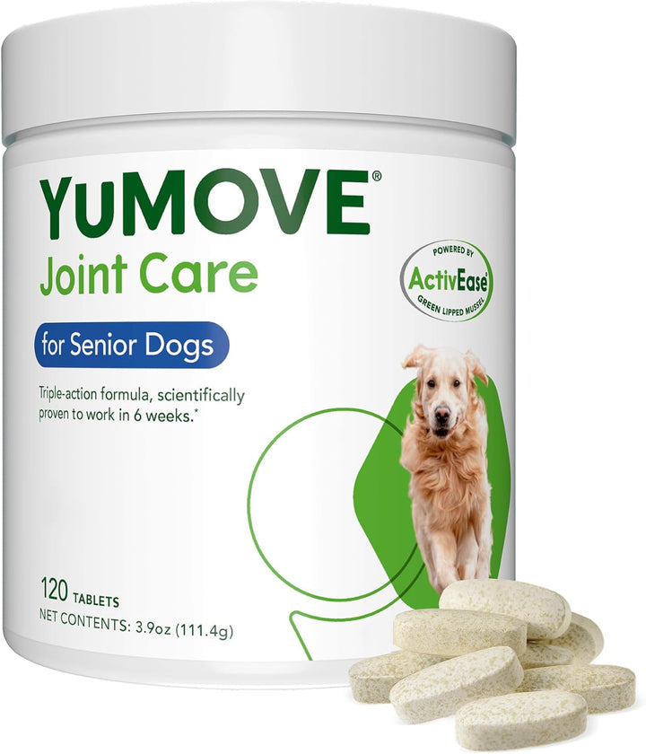 Senior Dog Joint Supplement, Higher Strength for Joint Care, Essential Hip & Joint Support for Older Dogs with Glucosamine, Chondroitin, Green Lipped Mussel, Aged 8+, 120 Tablets