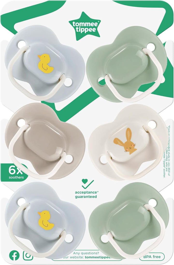 Anytime Soothers, 6-18M, 6 Pack, Symmetrical Teat Sits Anyway Up, Bpa-Free Silicone Dummy, Orthodontic Design
