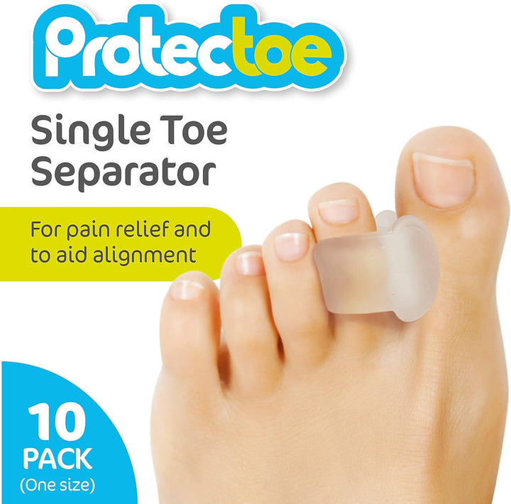 Single Gel Toe Separator for Overlapping Toes, Toe Spacer - Box of 10 Gel Separators
