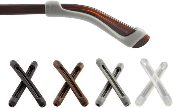 4 Pairs Eyeglasses Temple Tips Sleeve Retainer, Soft Silicone Anti-Slip Elastic Comfort Glasses Retainers, for Spectacle Sunglasses Reading Glasses Eyewear (Random Color) (Black,Clear,Grey,Brown)1