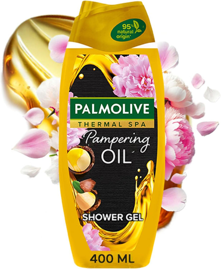 Thermal Spa Pampering Oil Shower Gel 400Ml - with Macadamia Oil - 95% Natural Origin Ingredients♦ - 98% Biodegradable Formula - 100% Natural Essential Oil - 30% Recycled Plastic Bottle