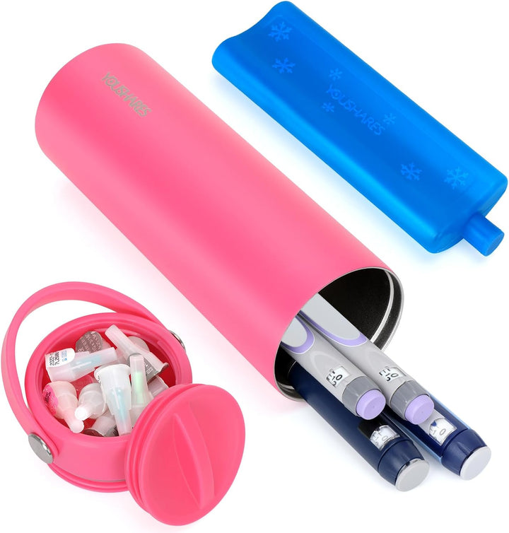 Insulin Cooler Travel Case - Handy Medication Insulated Diabetic Carrying Cooling Bag for Insulin Pen, Glucose Meter and Diabetic Supplies with 3 Cooler Ice Pack (Black)