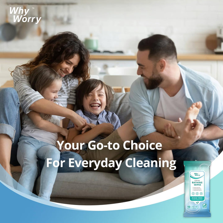 Ultra Thick Body Wipes for Adults No Shower, Shower Wipes with Aloe for Women, Men & Elderly, Extra Large Bed Bath Cloths for Cleansing, Camping, Gym & Travel, Fresh Scent, 20X30 Cm, 50 Count