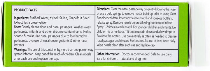 Natural Xylitol Saline Nasal Spray for Kids - Daily Decongestant, Nose Moisturizer, 0.75 Fl Oz (Pack of 1)