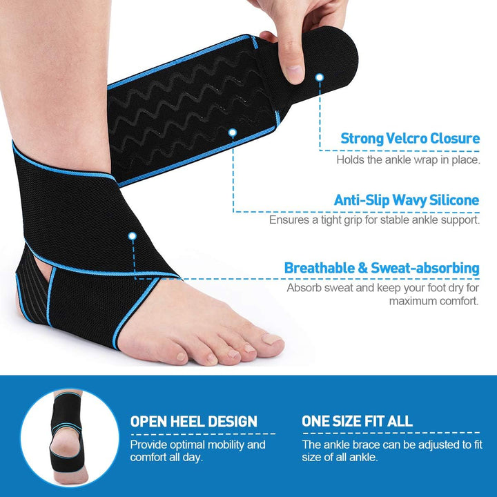 Ankle Support Brace - Adjustable Ankle Brace Wrap Strap for Sports Protect, Plantar Fasciitis, Achilles Tendonitis, Ligament Damage, Injury Recovery, One Size for Men Women 1 PC Blue