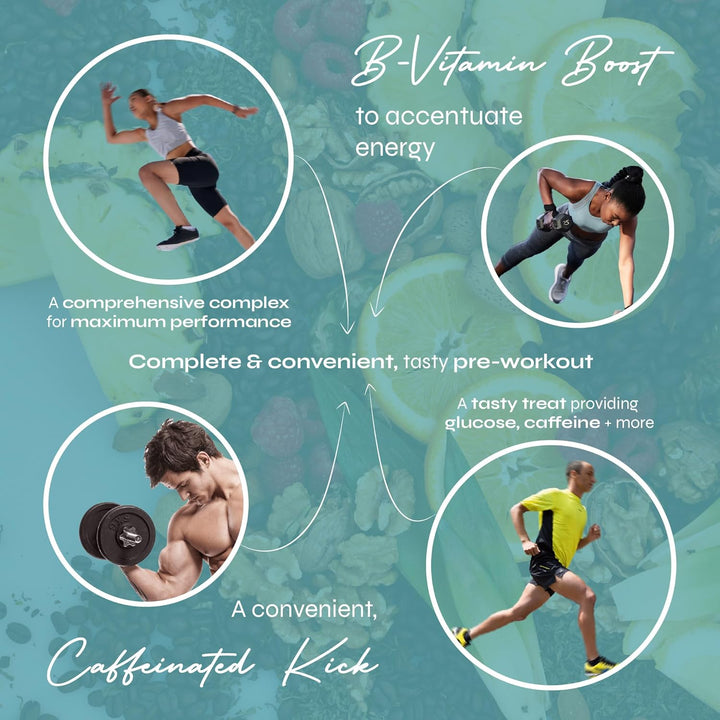 Pre-Workout Gummies – Raspberry & Yuzu Flavour – Vegan Gummy Supplement – Caffeine, Taurine, Citrulline, Alanine & Vitamins D3, B3, B6, C – Energy, Focus & Endurance – 15 Servings – Men & Women