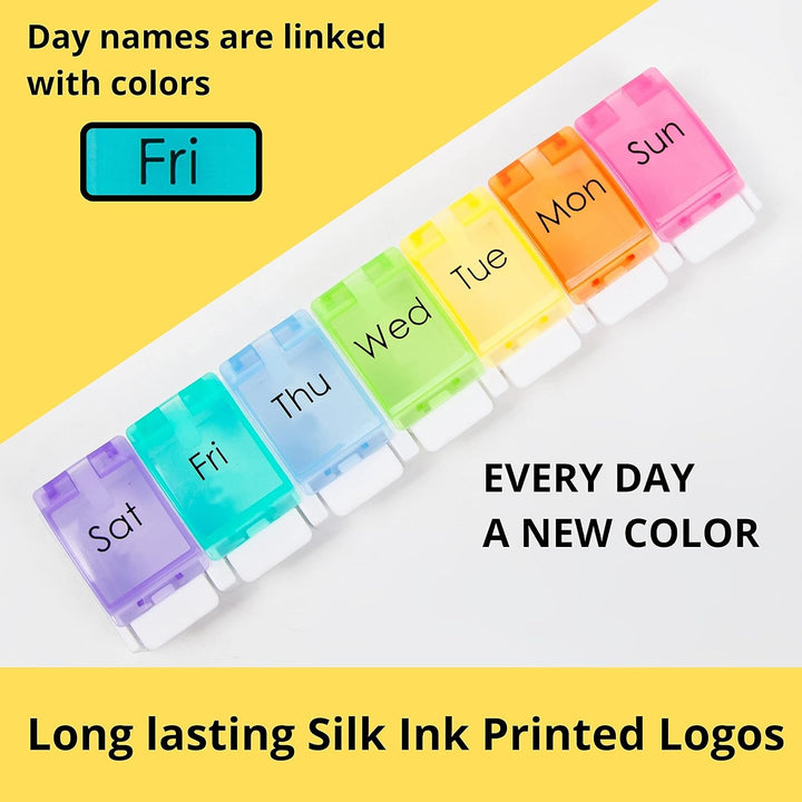 Portable Weekly Pill Box Organiser | Easy to Open 7 Day Premium Quality Tablet Box | Travel Pill Case with Push Button Pop Open Lids Design |Tablet Organiser for Vitamins, Supplements & Medicine