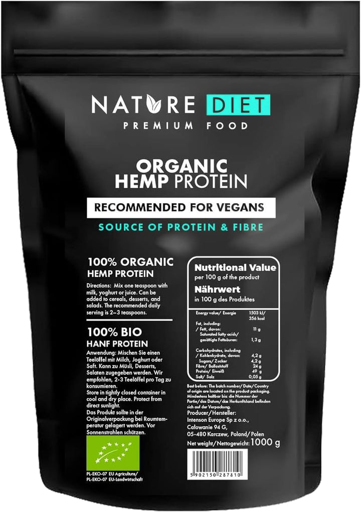 - Organic Hemp Protein 1000G , Vegan , Protein Powder , Plant-Based
