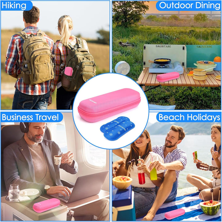 Insulin Pen Cooler Travel Case - Medicine Travel Cool Bag with 2 Ice Packs, Keep Medicine Cool While Traveling 6-8 Hours for Diabetic Supplies, Insulin Case (Pink)