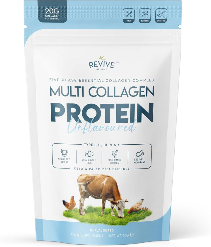 Multi Collagen Protein Powder 400G - Types I, II, III, V & X - Hydrolyzed Grass Fed Bovine, Wild Caught Fish, & Free-Range Chicken & Eggshell Collagen (1 Month Supply) by