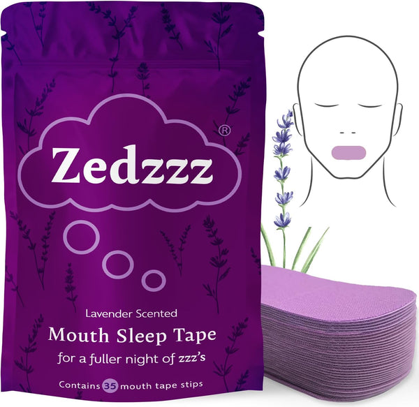 Zedzzz Lavender Scented Mouth Tape for Sleeping (35 Strips) | anti Snoring Aid for Men & Women | 5+ Weeks of Sleep Tape | Sleep Aid | anti Snoring Mouth Tape | Lavender Scented Mouth Tape for Sleeping