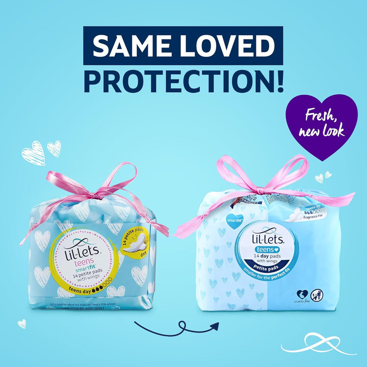 Teens Day Pads X 70, Petite Towels for Girls & Teenagers, with Wings, for Light to Medium Flow, Unscented, Soft & Breathable, First Period Sanitary Towels, 5 Packs of 14 Pads - Bulk Pack