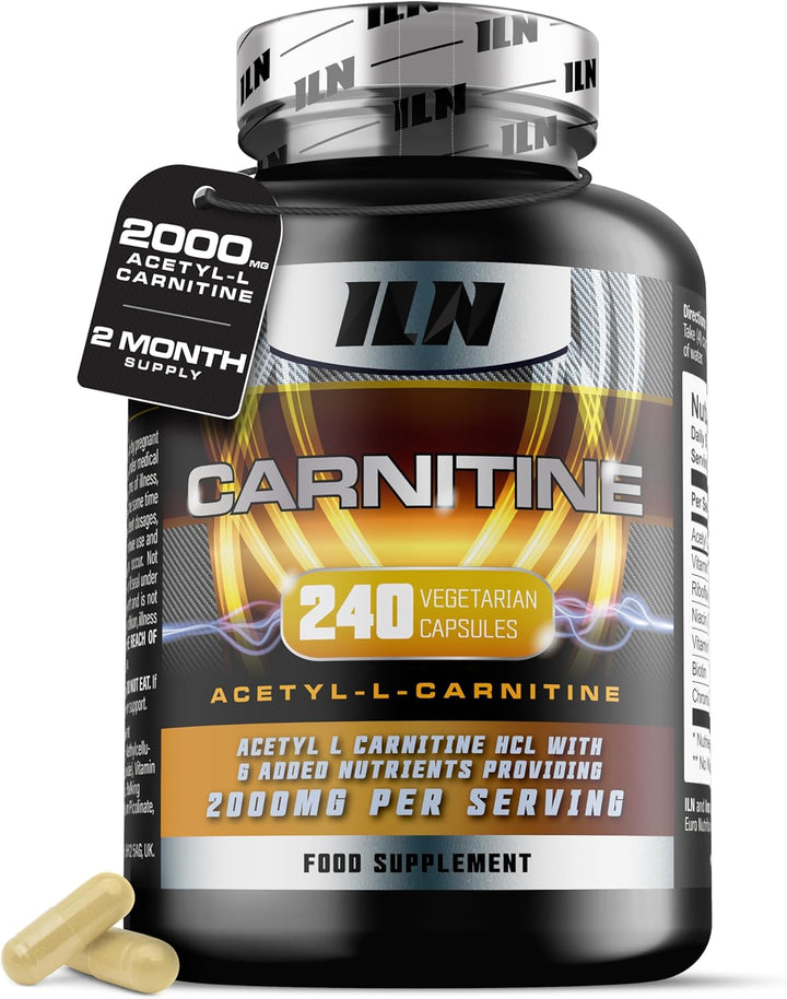 Acetyl L Carnitine Capsules - 2000Mg Acetyl L-Carnitine X 30 Servings - Carnitine plus 6 Added Nutrients (120 Vegetarian Capsules)