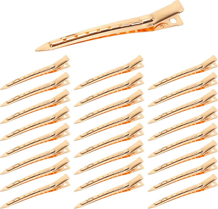 25 Pieces Duck Bill Hair Clips, 3.5 Inch Rustproof Metal Alligator Curl Clips with Holes for Hair Styling, Hair Coloring, Thick Hair Sectioning, Salon, Bows DIY, Silver (25 Pcs, 3.5In Silver)