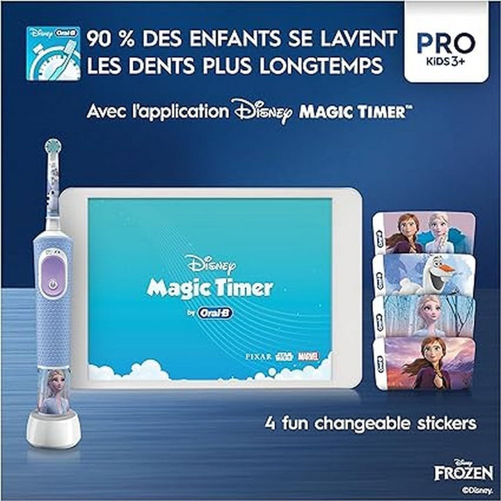 Pro Kids Children'S Electric Toothbrush, Disney Frozen, 1 Soft Brushing Brush, 1 Soft Brushing Brush, Timer and Vibrations, Rechargeable Battery, 4 Stickers, 4 Stickers, 3 Years and Up