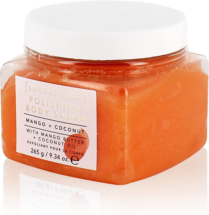 Polishing Body Scrub for Extra Smooth & Soft Skin, Vegan and Cruelty-Free, Tropical Mango Butter and Coconut Oil, 265G