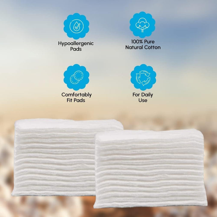 Pack of 40 Square Cotton Wool Pads — 100% Pure Cotton | Soft Facial Pads for Daily Cleansing, Toning & Moisturising | Suitable for All Skin Types