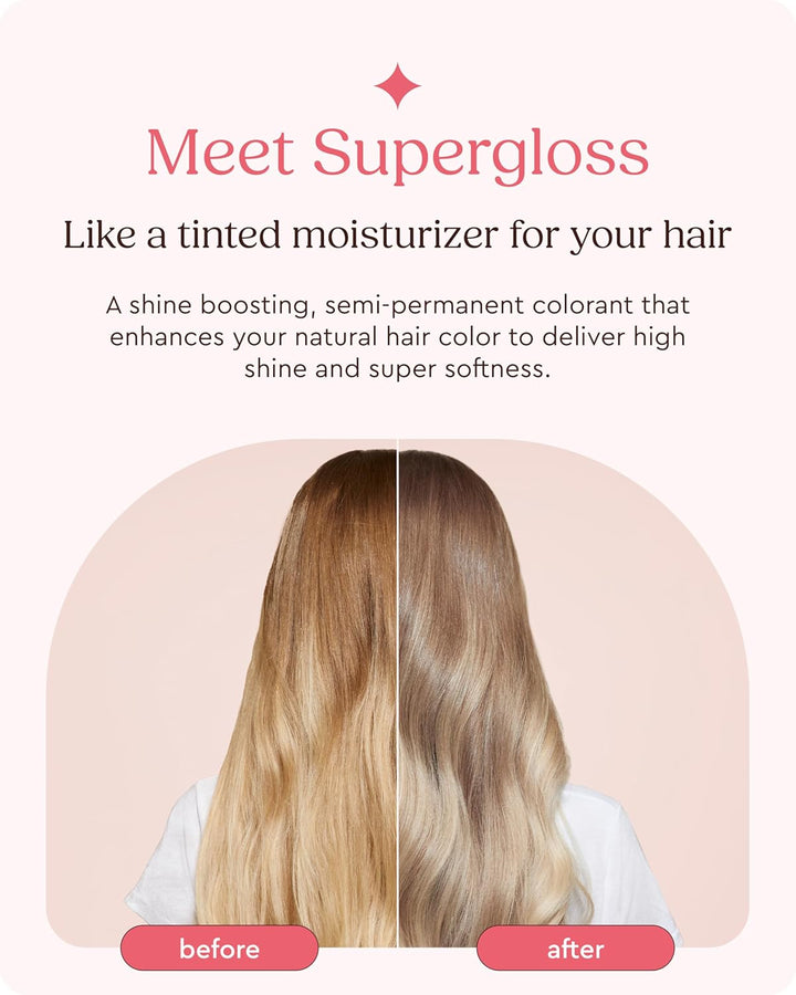 Supergloss Purple Color Toning Gloss with Dispensing Pump – Hydrating Semi-Permanent Color Hair Gloss & Shine Boost – for Blonde and Light Brown Hair with Highlights – 6.4 Fl Oz - Vanilla Lights