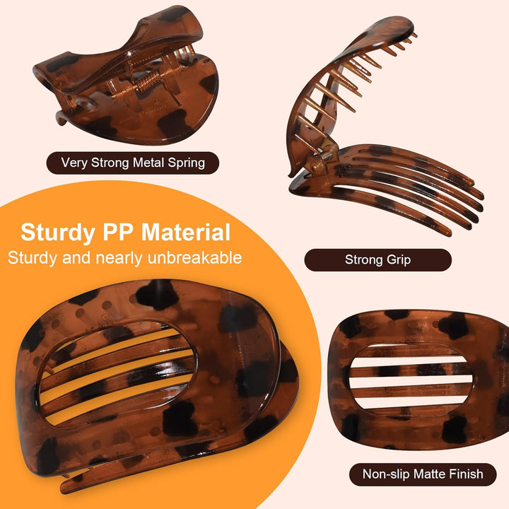 4 Pcs Flat Hair Claw Clips for Women'S Thick Hair, Curved Strong Hold, Non Slip Design for Women and Girls