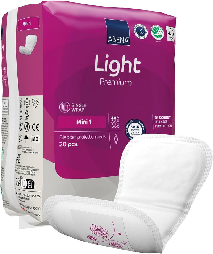 Light Incontinence Pads, Eco-Labelled Women'S Pads Adults, Breathable and Comfortable with Fast Absorption and Protection, Light Maxi 4, White, 850 Ml, 30 PK