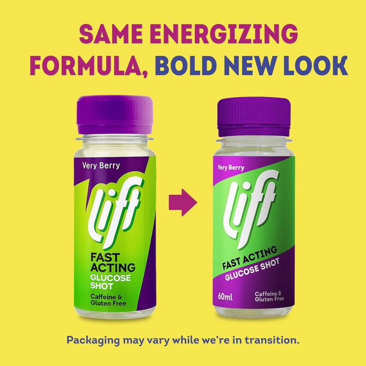 Fast-Acting Glucose Energy Juice Shots, Very Berry, 12 Pack of 60 Ml Bottles