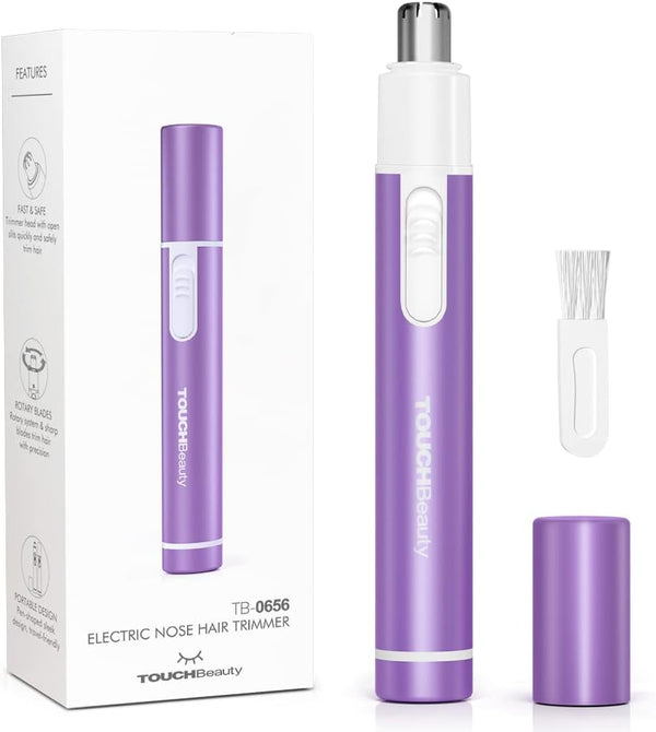 Nose Hair Trimmer for Women,Portable Electric Nose Ear Hair Trimmer,Personal Groomer Hair Removal,Mini Size,Battery Powered,Purple AG-0656
