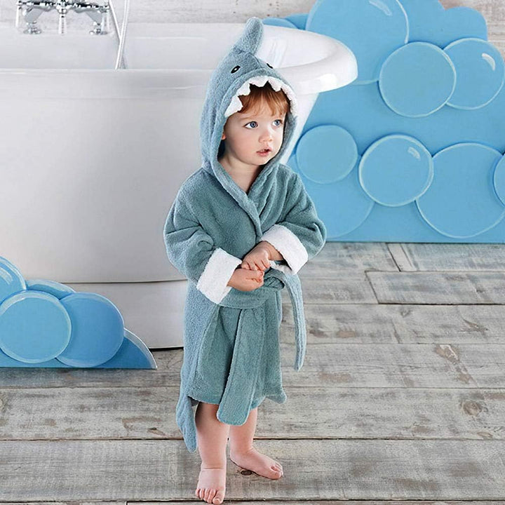 3D Animal Baby Bathrobe, Super Soft Flannel Hooded Bath Towel, Dressing Gown Sleepwear Gift for 0-3 Years Old
