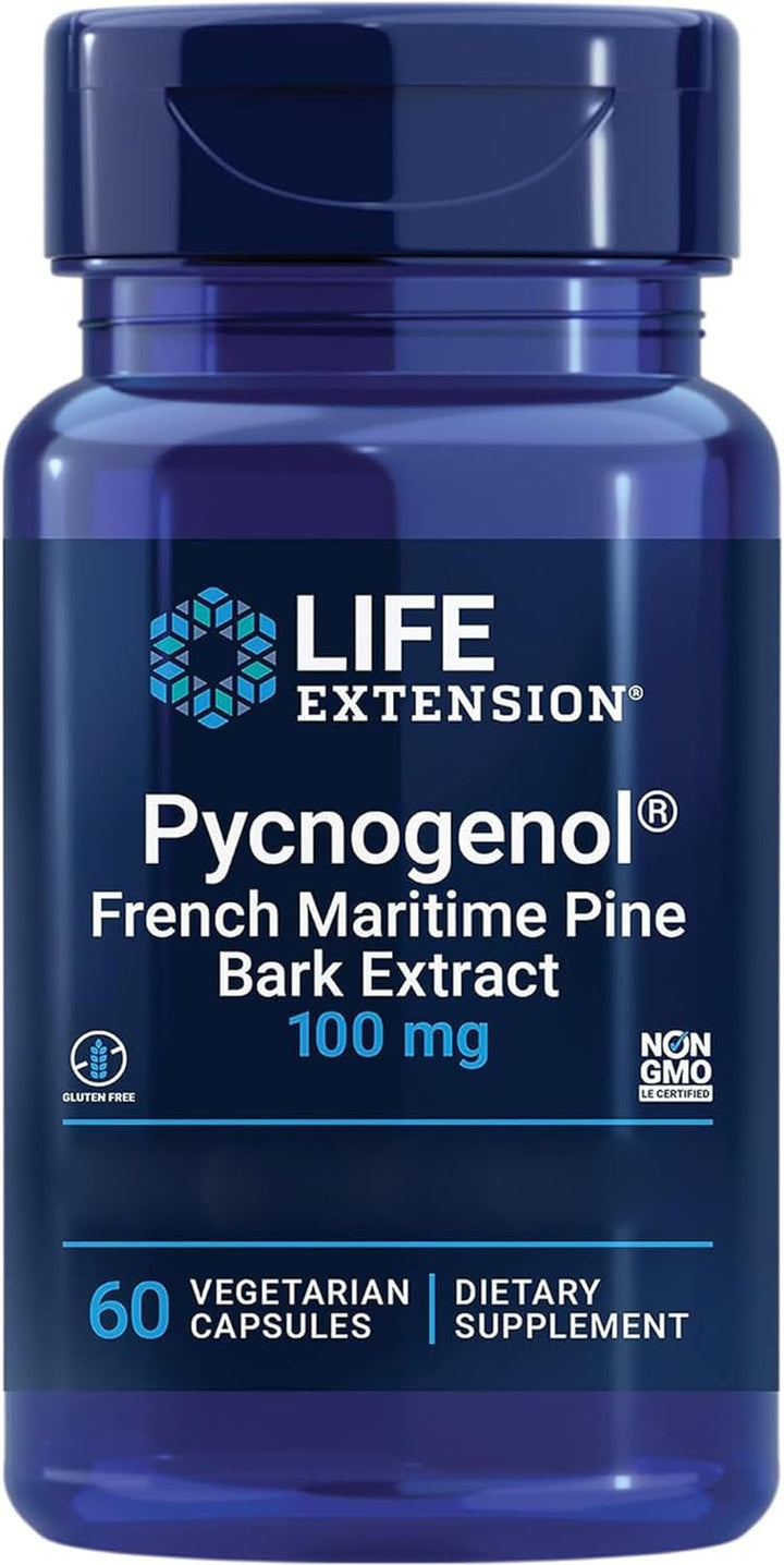 Pycnogenol, Pine Bark Extract, 100Mg, 60 Vegan Capsules, Gluten Free, Vegetarian, Soy Free, Non-Gmo