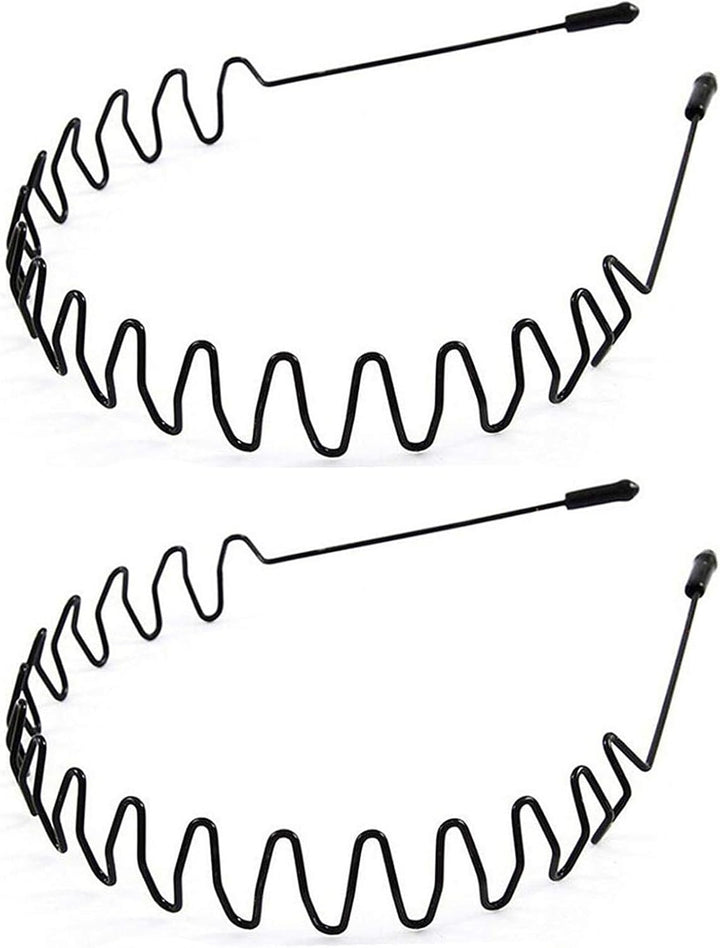 Metal Hair Band for Men,Women Elastic Wavy Hairband,Black Non-Slip Metal Headbands,Suitable for Outdoor Sports,Everyday Wear. (6 Pcs)