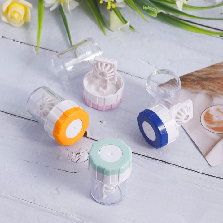 5 Pcs Contact Lens Barrel Cases, Contact Lens Cleaner Contact Washer Manual Rotation Contact Lens Cleaning Container for Eyes Care