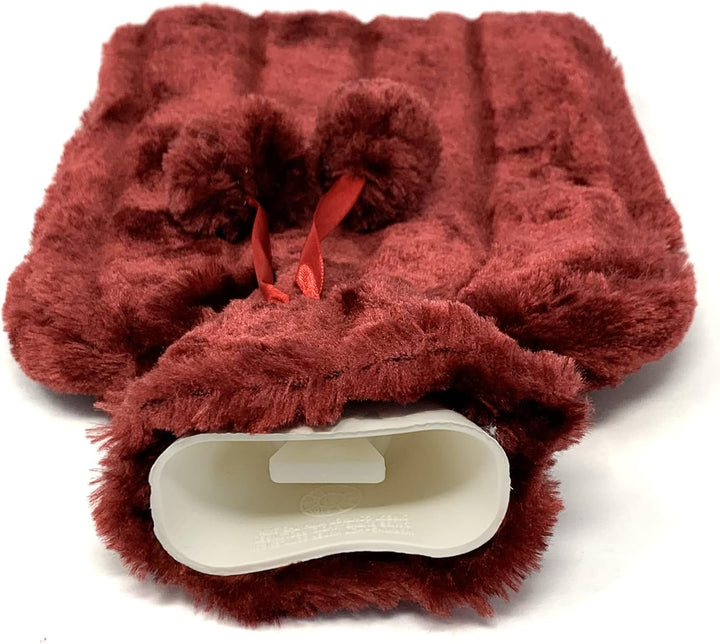 2L Hot Water Bottle with Luxury Cosy Fur Provides Warmth and Pain Relief, Standard for Hand Feet Warmer, Neck Shoulder Relief (Hot Rose Red Cover), 1.0 Count