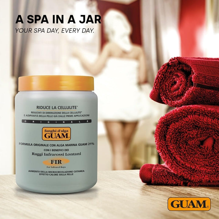 FIR anti Cellulite Seaweed Hot Body Mud - 1Kg Cellulite Remover for Flat Tummy & Waist - Belly Tightening Skin Firming Cream - INFRARED Body Warp Treatment - Boost Circulation, Improve Elasticity