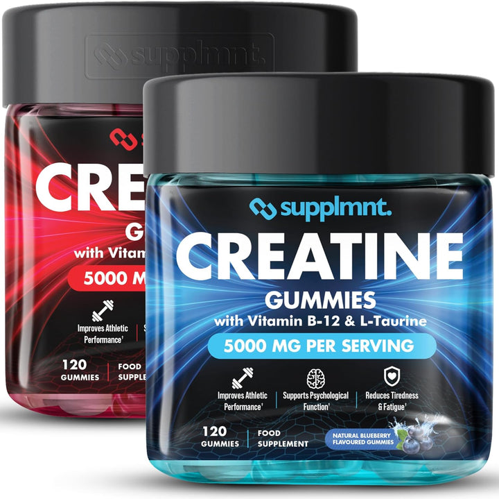 Creatine Gummies 5000Mg Lab-Tested 120Ct Max Strength Muscle Growth/Recovery Supplements for Men & Women Creatine Monohydrate B12 & L-Taurine Vegan Gym Pre Workout Gummies, (Blueberry)
