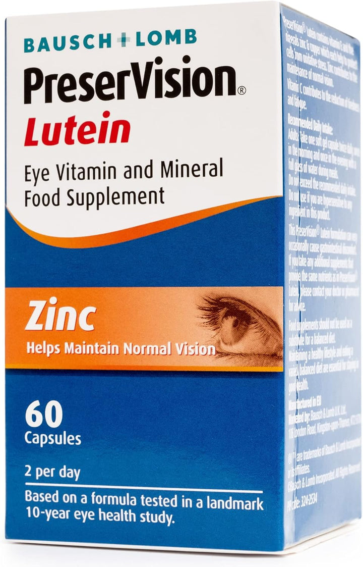 Lutein by , Lutein, Zinc, Copper and Vitamin C and E, Eye Vitamin and Mineral Food Supplement, Two Soft Gel Capsules per Day