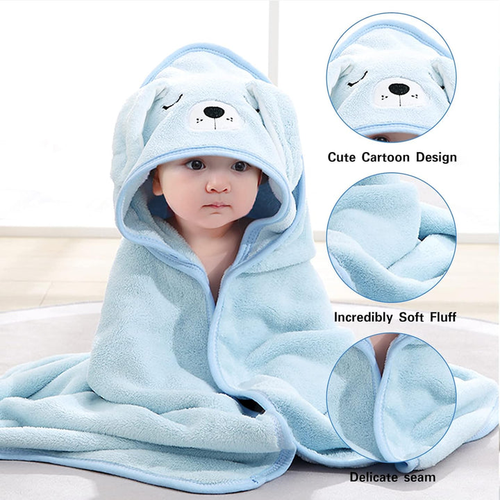 Baby Towels with Hood - Ultra Soft Hooded Baby Bath Towel, Unique Animal Design for Boy & Girl, Blue Dog