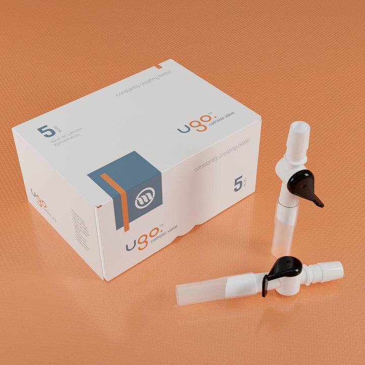 Ugo Catheter Valve - Urine Drainage Catheter Valves, Comfortable Easy to Use Lever Tap with Smooth Edges and Soft Silicone Tubing - an Effective Alternative to Leg Bags (Pack of 5)