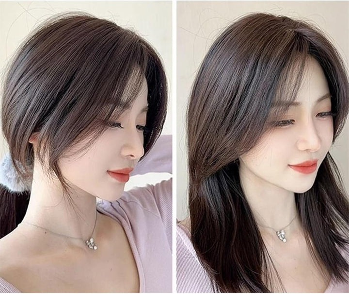 Natural Bangs Toppers Hairpieces for Covering White Loss Hair Bangs Hairpiece Replacement Black Fringe Toupee Wigs for Women with Bangs