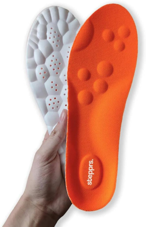 Original  Comfort Boosting Massage Insoles, 4D Memory Foam Thermal Insoles with Arch Support for Men and Women (Orange, EU 43-44)