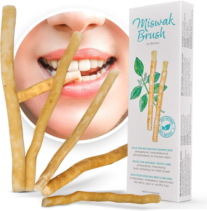 Miswak Toothbrush from  - Siwak SWAK, Traditional Arabian Toothbrush, Wooden Toothbrush, for Natural White Teeth, 5Pcs