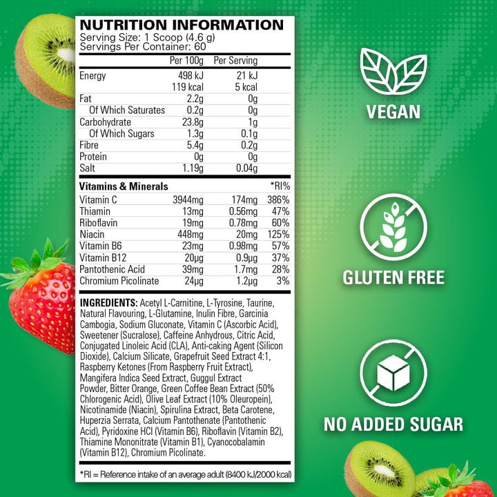 Oxyshred Pre Workout Powder & Shredding Supplement - Preworkout Powder with L Glutamine & Acetyl L Carnitine, Energy Boost Drink - Kiwi Strawberry, 60 Servings