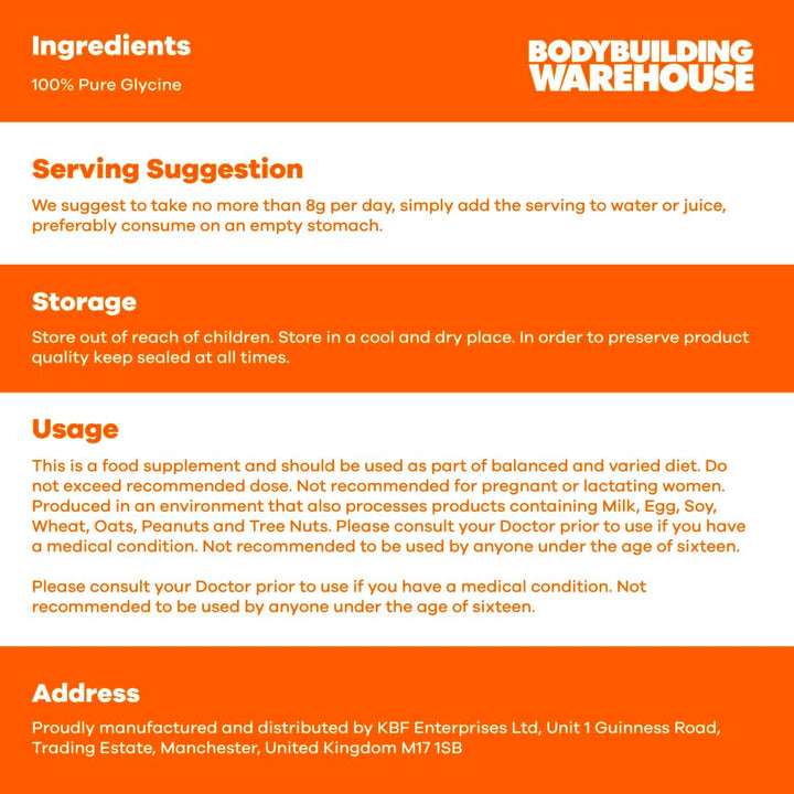 , Pure Glycine Powder Supplement; Boosts Protein Synthesis (Unflavoured, 250G)
