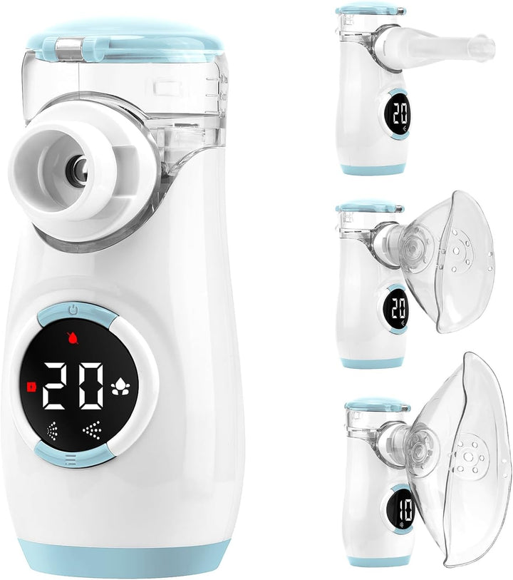 Mesh Nebuliser for Kids, Portable Nebuliser for Adults Sinus Inhaler with Digital Display, Timed and Automatic Cleaning Functions for Home and Travel Use