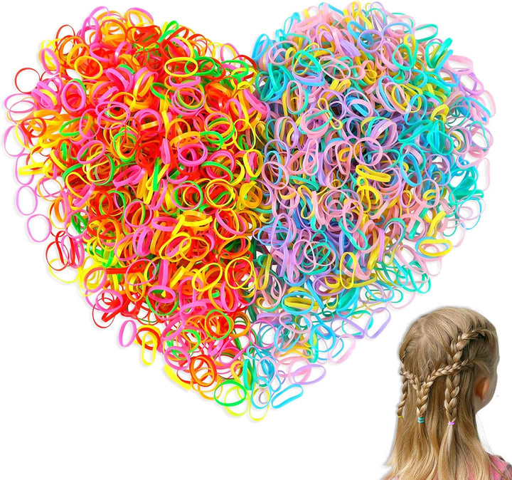 1000 Pcs Elastic Hair Bands, Hair Elastics, Ponytail Holders, with Band Removal Hook+2 Hair Braid Tools