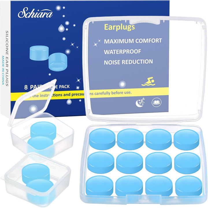 Ear Plugs for Sleeping, 16 Moldable Noise Cancelling Silicone Earplugs for Swimming, Snoring, Sleep and Studying