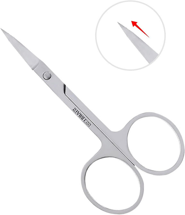 3Pcs Small Eyebrow Scissors and Nose Hair Scissor, Beard Moustache Eyelash Nail Trimmer Facial Hair Grooming Scissors for Man and Woman
