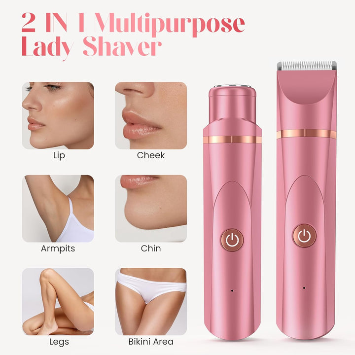 Bikini Trimmer Women - Painless Lady Shaver for Women, Rechargeable Women'S Electric Shavers, IPX7 Waterproof Electric Razor for Body Legs, Underarms, Pubic Hair,Brick Red